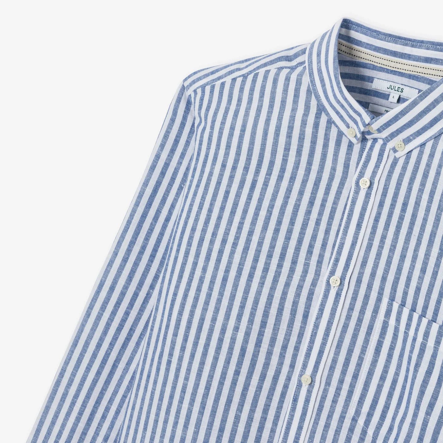 Sale Regular gestreept hemd in katoen en linnen Overhemd