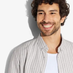 Fashion Regular gestreept hemd in katoen en linnen Overhemd