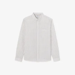 Fashion Regular gestreept hemd in katoen en linnen Overhemd