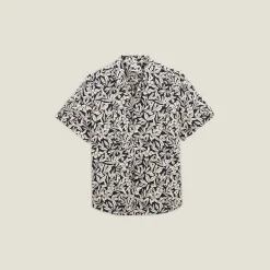 Fashion Regular hemdje met print in katoen en linnen Overhemd