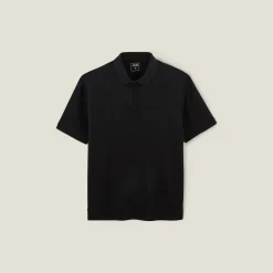 Online Relax polo in textuurstof met korte mouwen en polo Polo