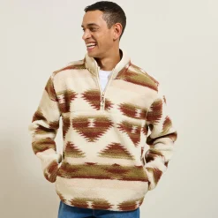 Best Sherpasweater met ritskraag en print Sweater