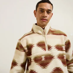 Best Sherpasweater met ritskraag en print Sweater