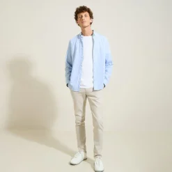 Online Slim chinobroek met flanelaspect Broek