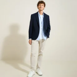 Online Slim chinobroek met flanelaspect Broek