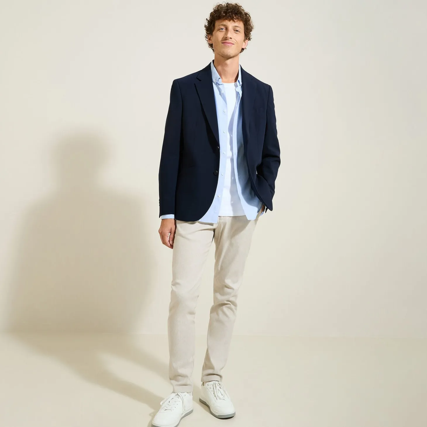 Online Slim chinobroek met flanelaspect Broek