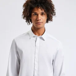 Outlet Slim effen hemd in satijnkatoen Formele Overhemden|Overhemd