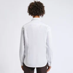 Outlet Slim effen hemd in satijnkatoen Formele Overhemden|Overhemd