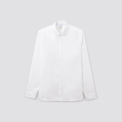 Outlet Slim effen hemd 'stay white/black' in katoen Formele Overhemden|Overhemd