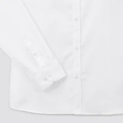 Outlet Slim effen hemd 'stay white/black' in katoen Formele Overhemden|Overhemd