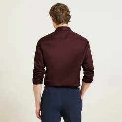 Sale Slim effen hemd 'stay white/black' in katoen Formele Overhemden|Overhemd