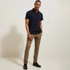 Sale Slim effen polo met korte mouwen en Italiaanse kra Polo