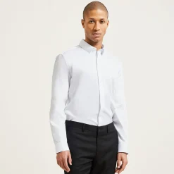 Hot Slim effen satijnen hemd in biokatoen Formele Overhemden|Overhemd