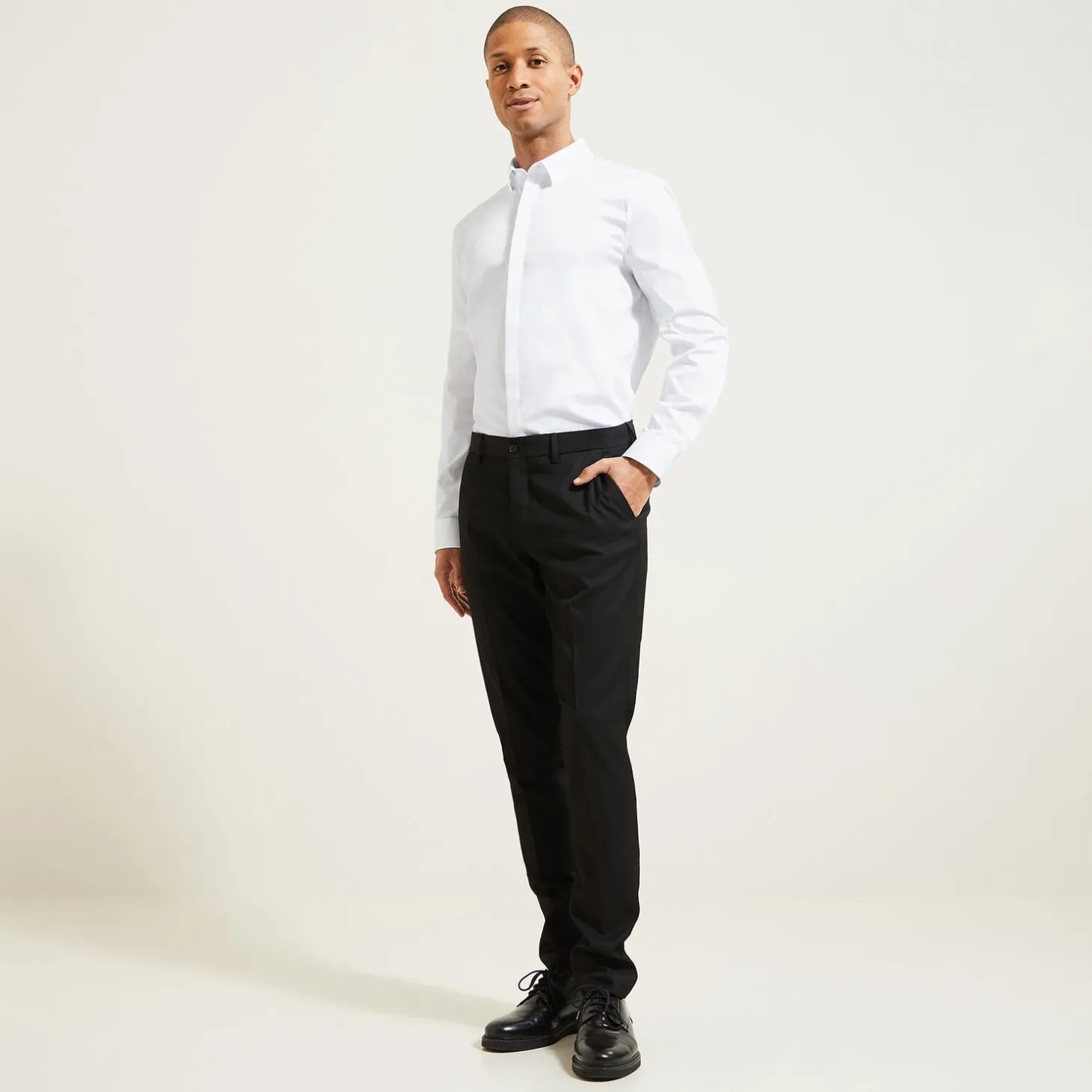 Hot Slim effen satijnen hemd in biokatoen Formele Overhemden|Overhemd