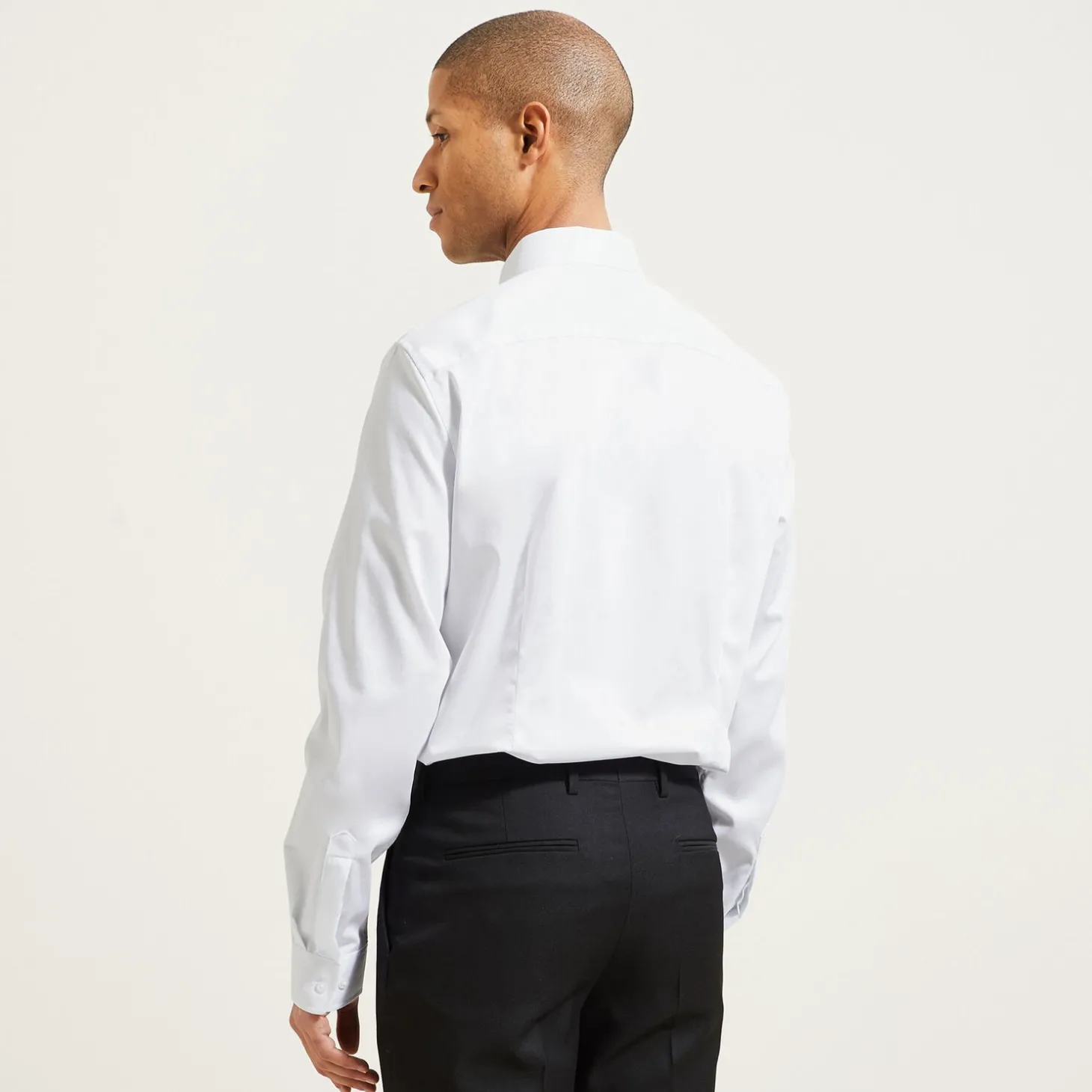 Hot Slim effen satijnen hemd in biokatoen Formele Overhemden|Overhemd