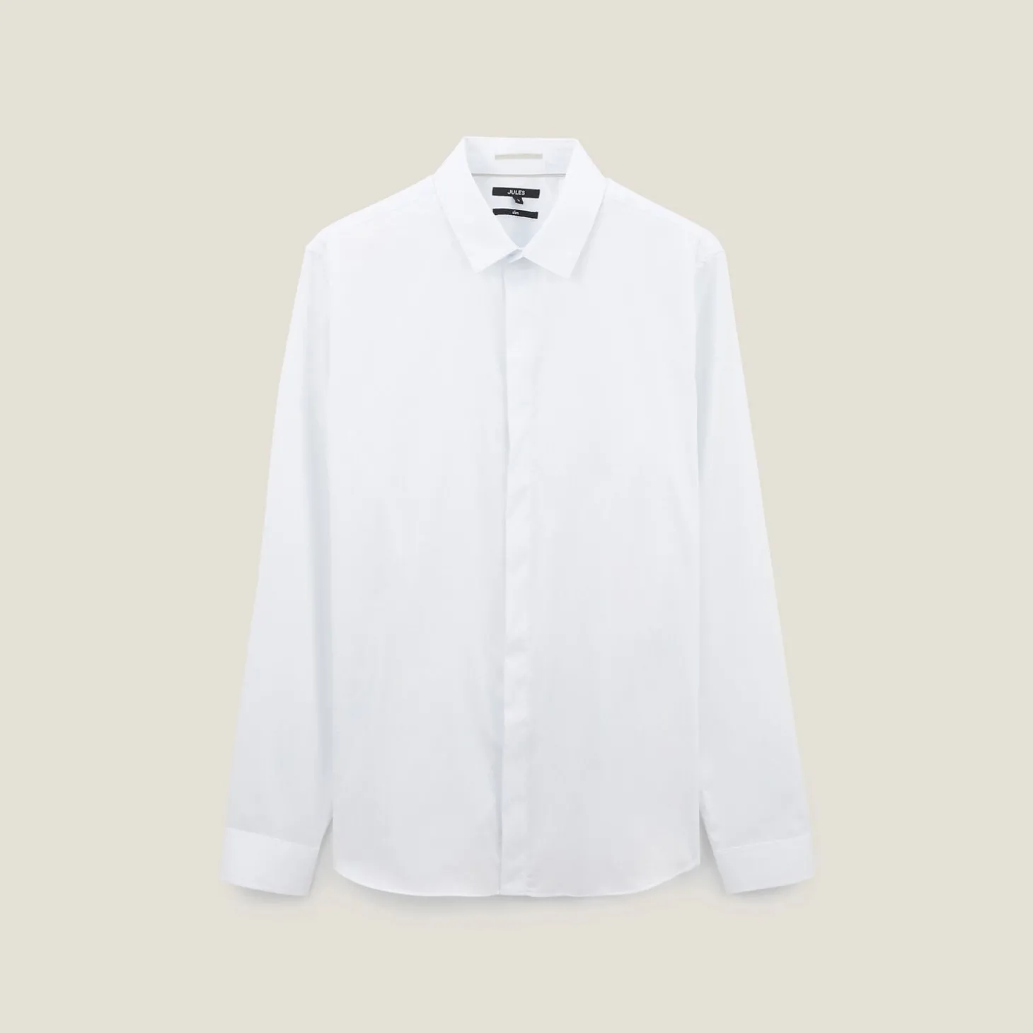 Hot Slim effen satijnen hemd in biokatoen Formele Overhemden|Overhemd