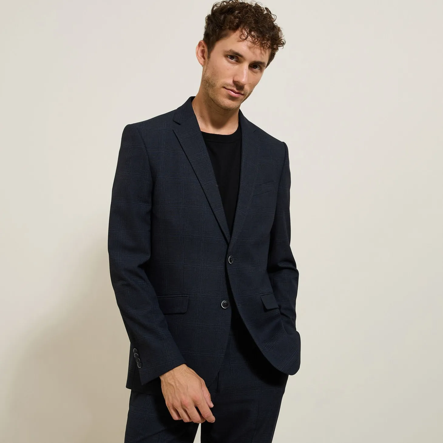 Outlet Slim geruit bi-stretch kostuumvest Kostuumvest & Blazer|Kostuumvest