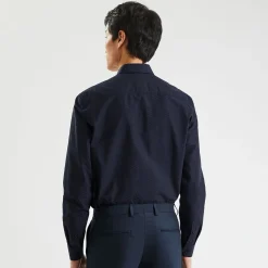 Best Sale Slim hemd in biokatoen met jacquard microprint Formele Overhemden|Overhemd