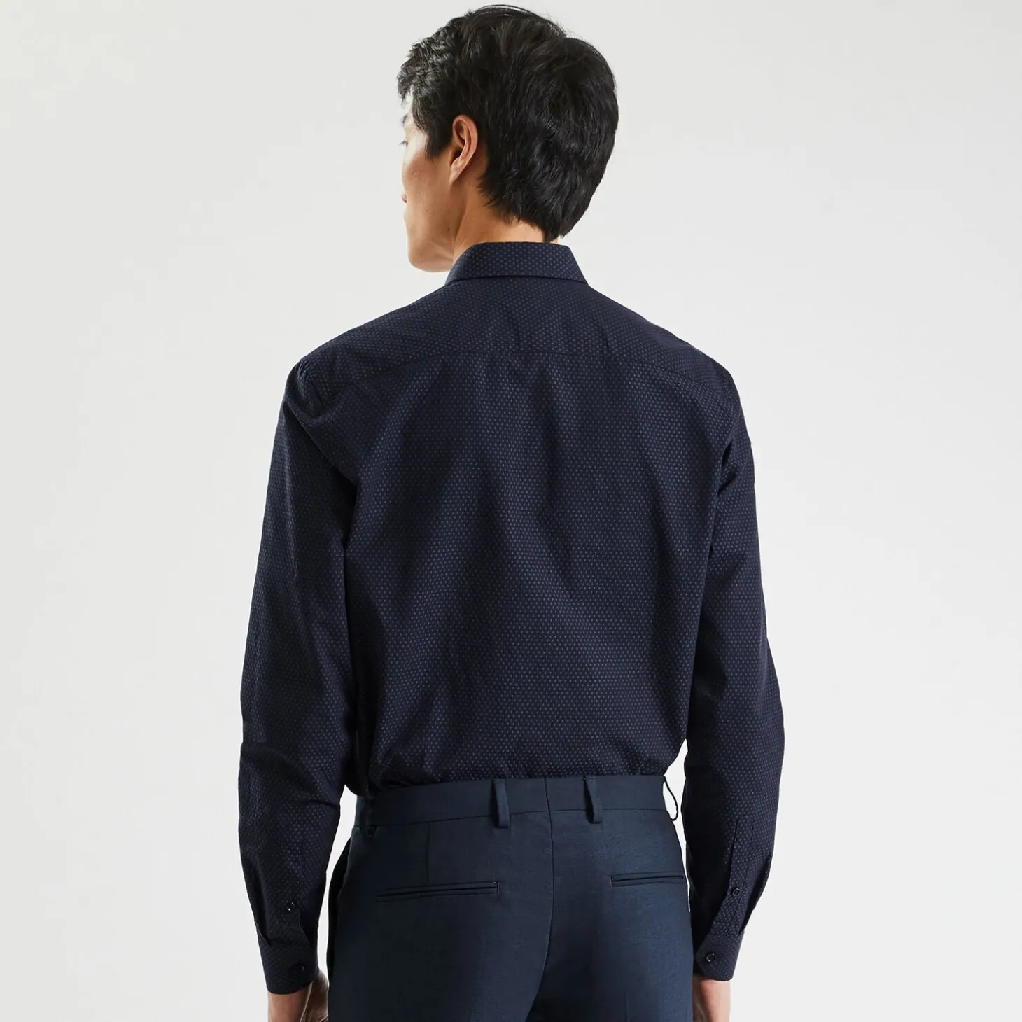 Best Sale Slim hemd in biokatoen met jacquard microprint Formele Overhemden|Overhemd