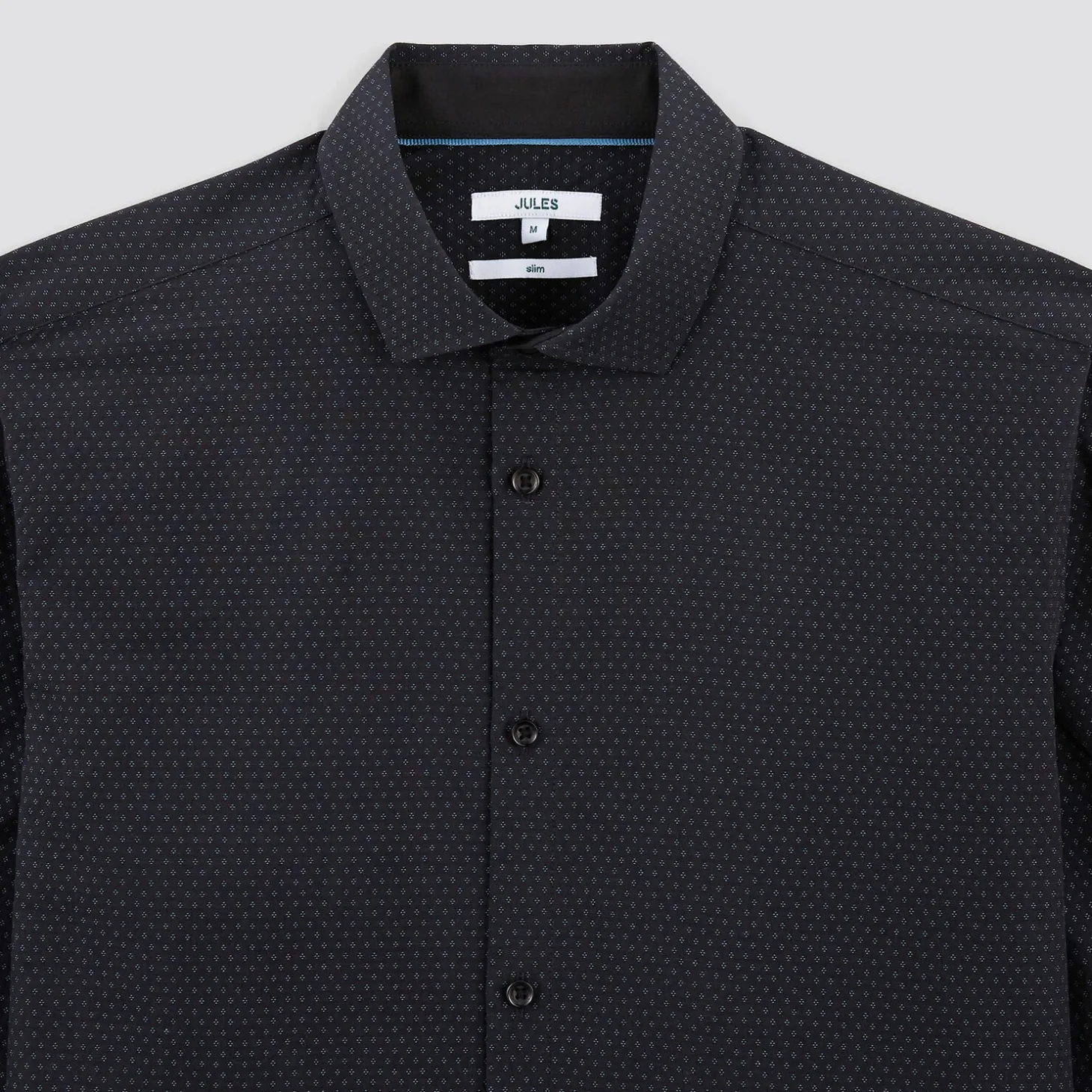 Best Sale Slim hemd in biokatoen met jacquard microprint Formele Overhemden|Overhemd