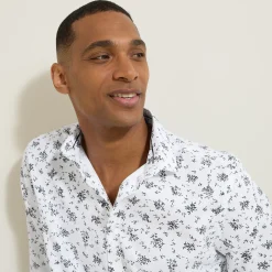 Cheap Slim hemd met bloemenprint in katoen Formele Overhemden|Overhemd