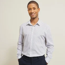 Sale Slim hemd met geometrische print in biokatoen Formele Overhemden|Overhemd