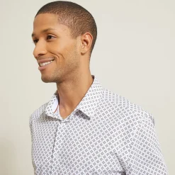 Sale Slim hemd met geometrische print in biokatoen Formele Overhemden|Overhemd