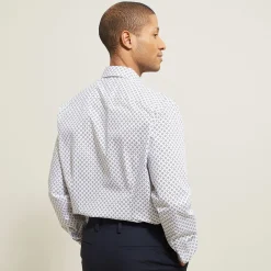 Sale Slim hemd met geometrische print in biokatoen Formele Overhemden|Overhemd
