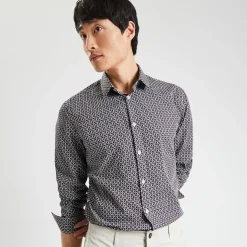 Store Slim hemd met geometrische print in biokatoen Formele Overhemden|Overhemd