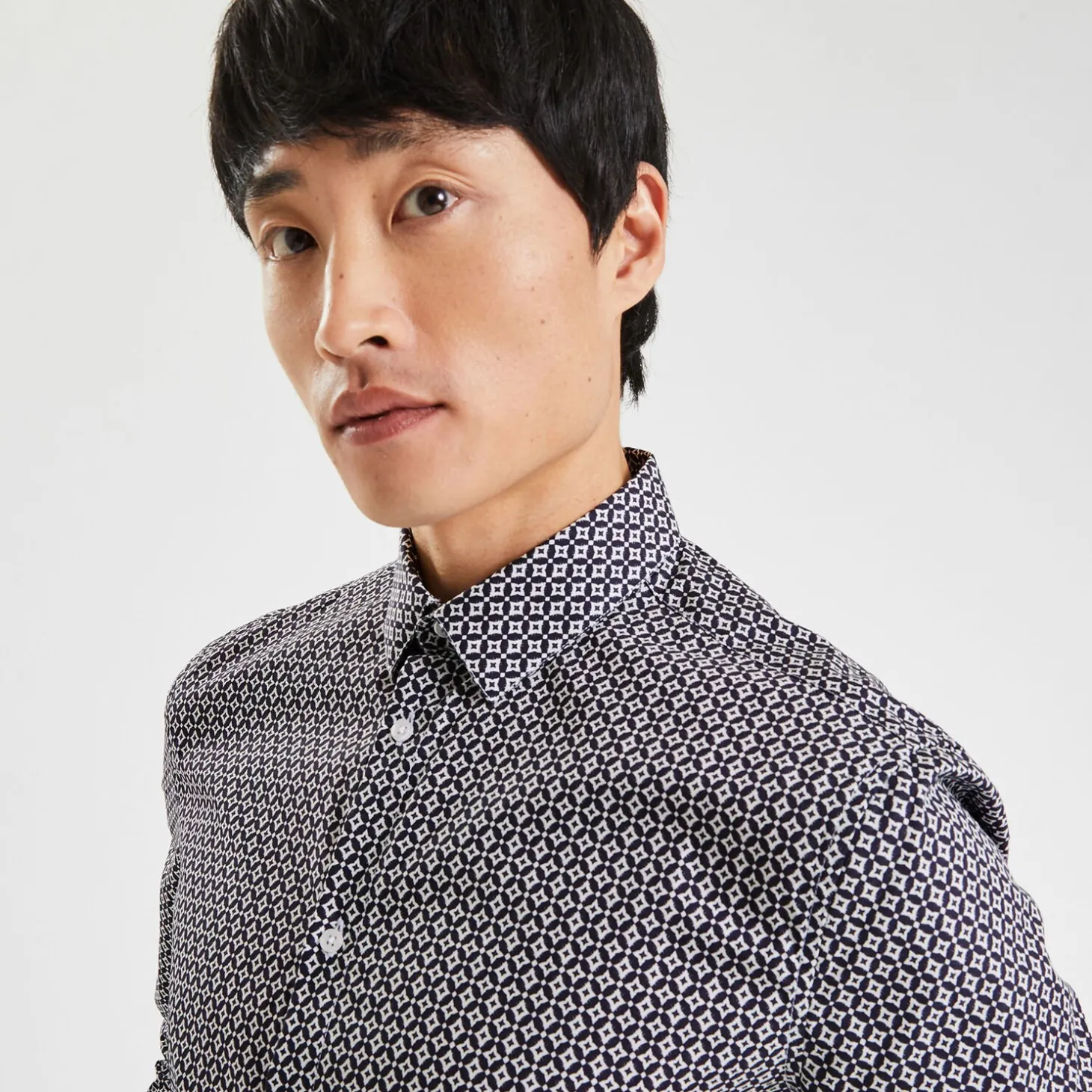 Store Slim hemd met geometrische print in biokatoen Formele Overhemden|Overhemd