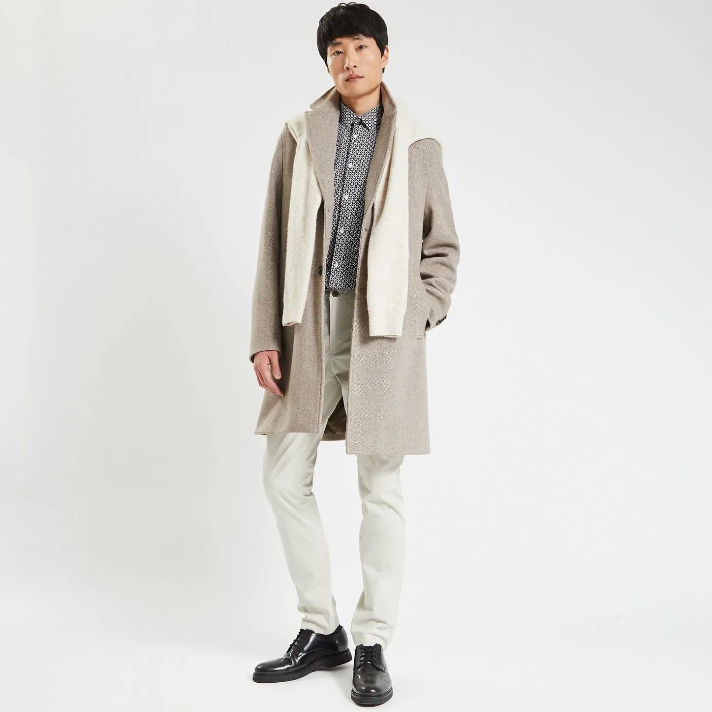 Store Slim hemd met geometrische print in biokatoen Formele Overhemden|Overhemd