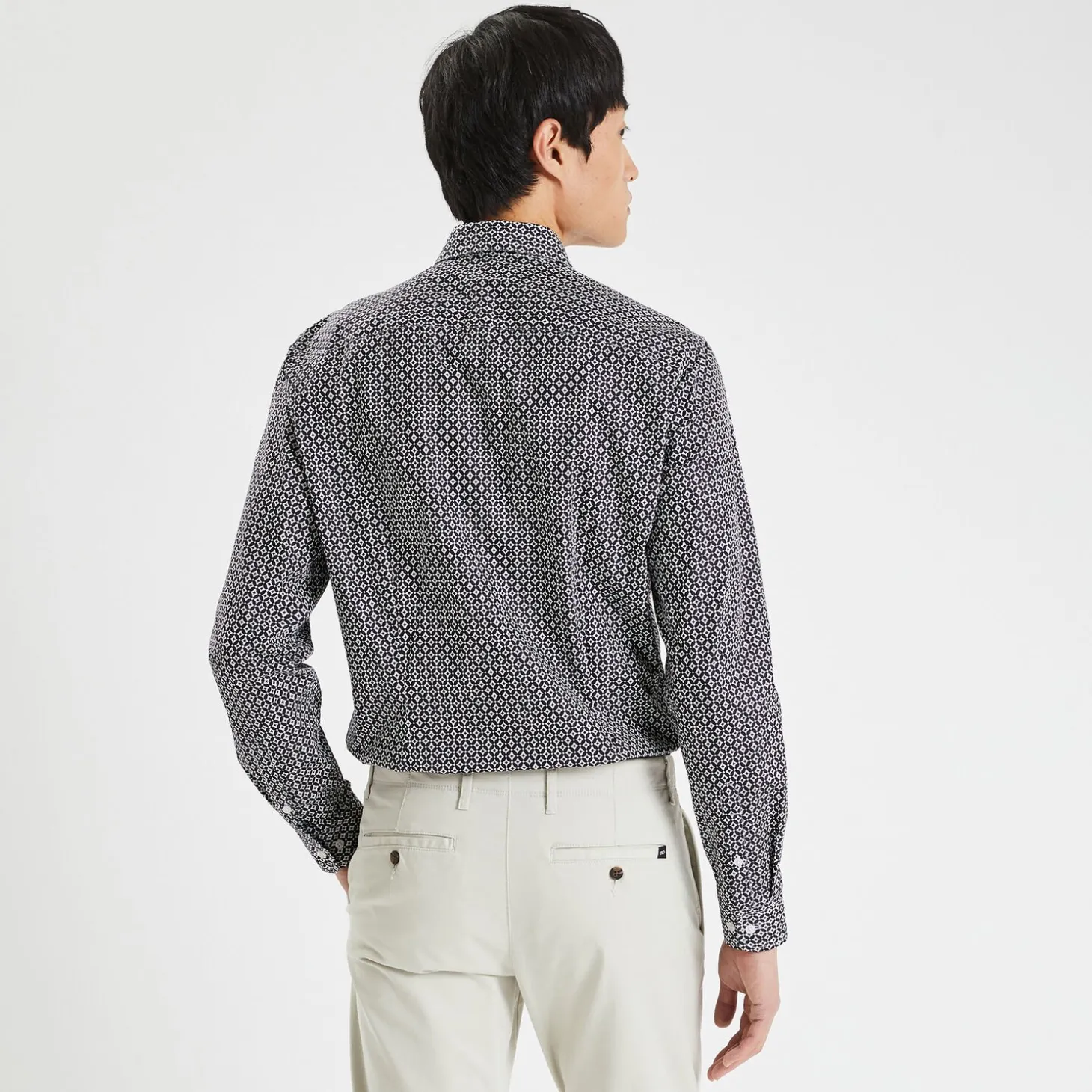 Store Slim hemd met geometrische print in biokatoen Formele Overhemden|Overhemd