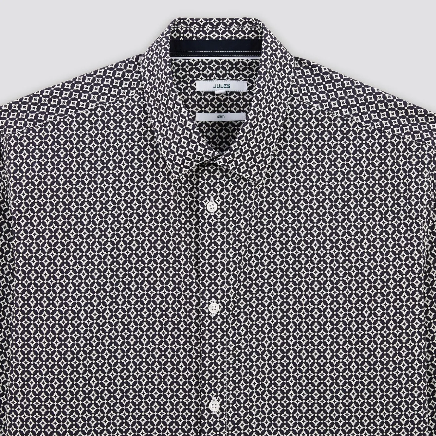 Store Slim hemd met geometrische print in biokatoen Formele Overhemden|Overhemd
