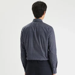 Hot Slim hemd met geometrische print in biokatoen Formele Overhemden|Overhemd