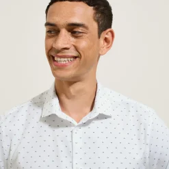 Best Sale Slim hemd met microprint in katoen Makkelijk Te Strijken Hemd|Formele Overhemden