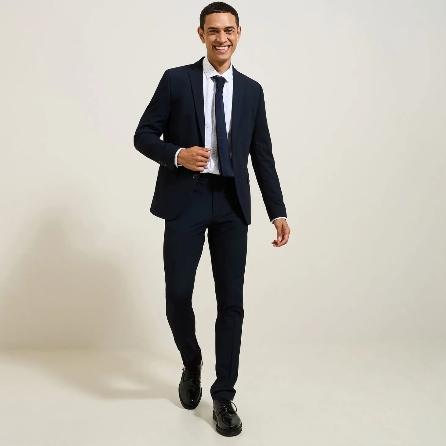 Best Sale Slim hemd met microprint in katoen Makkelijk Te Strijken Hemd|Formele Overhemden