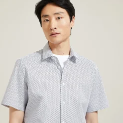 New Slim hemdje met geometrische print in biokatoen Formele Overhemden|Overhemd