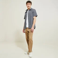 Cheap Slim hemdje met geometrische print in biokatoen Formele Overhemden|Overhemd