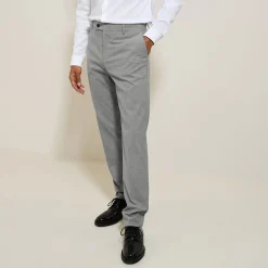 Sale Slim kostuumbroek met pied-de-puce-motief Kostuumbroek|Broek