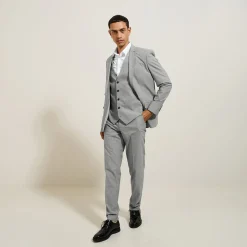 Discount Slim kostuumgilet met pied-de-puce-motief Kostuumgilet