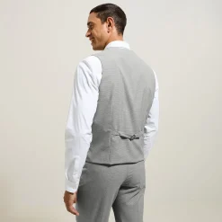 Discount Slim kostuumgilet met pied-de-puce-motief Kostuumgilet