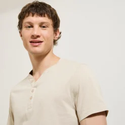 Outlet Slim T-shirt met Tunesische kraag T-shirt