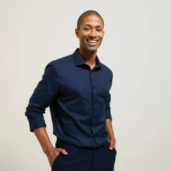 Online Strijkvrij slim effen hemd in katoen Formele Overhemden|Makkelijk Te Strijken Hemd