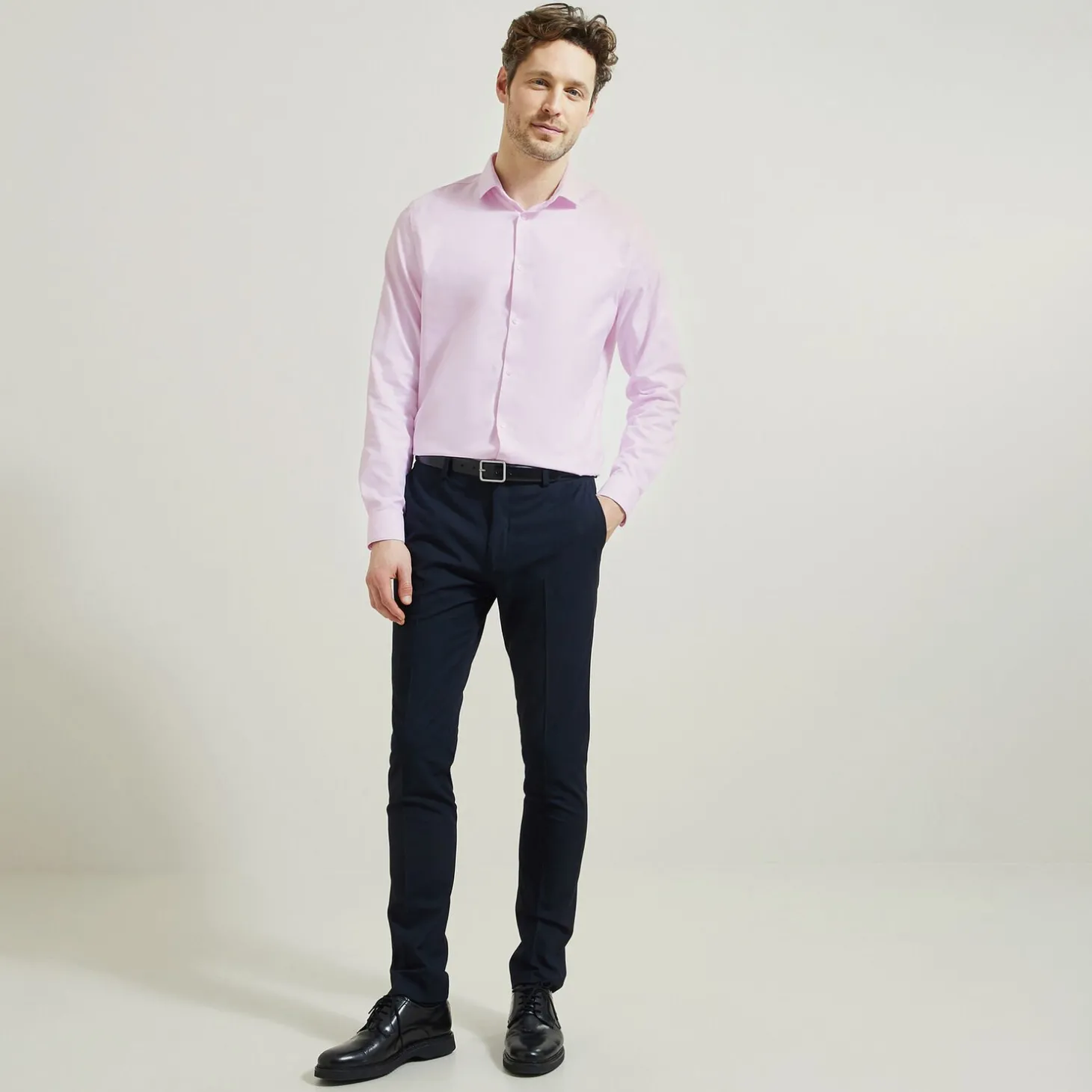 Store Strijkvrij slim effen hemd in katoen Makkelijk Te Strijken Hemd|Formele Overhemden