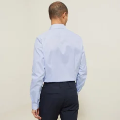 Best Strijkvrij slim gestreept hemd in katoen Makkelijk Te Strijken Hemd|Formele Overhemden