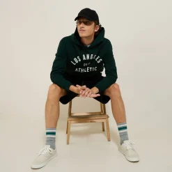 Outlet Sweater met kap, flockprint vooraan Sweater