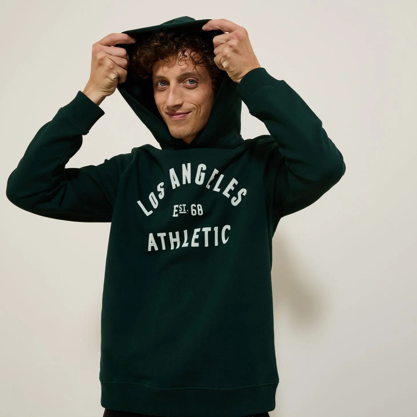 Outlet Sweater met kap, flockprint vooraan Sweater