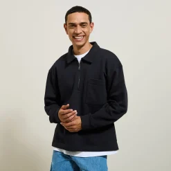 Discount Sweater met polokraag, rits en rechte onderkant Sweater