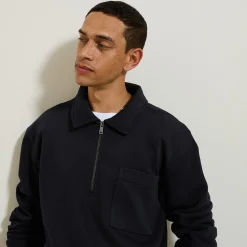 Discount Sweater met polokraag, rits en rechte onderkant Sweater