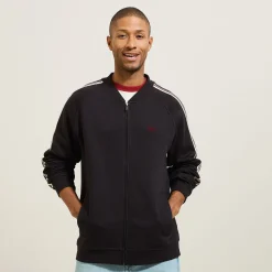 Shop Sweater met rits en mouwstrepen Sweater